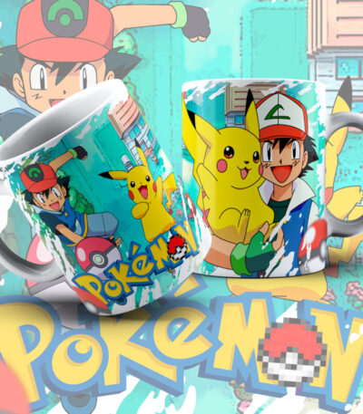Taza Pokémon Ash y Pikachu – Regalo Original Gamer Retro