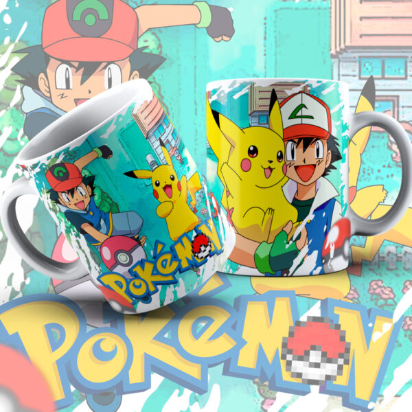 Taza Pokémon Ash y Pikachu – Regalo Original Gamer Retro