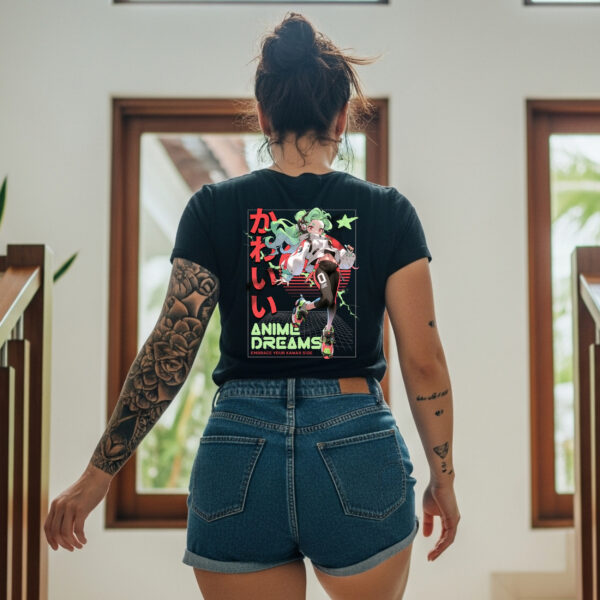 Camiseta Negra Premium Unisex "Anime Dreams" – Estilo Urbano con Diseño Kawaii Japonés