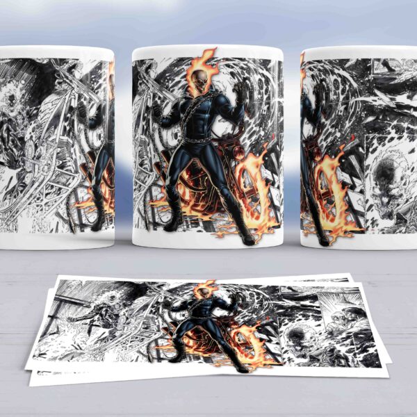 Taza Ghost Rider Cómic – Regalo Original para Fans del Motor y Superhéroes