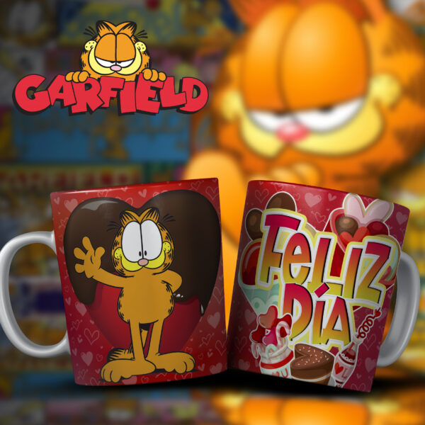 Taza Garfield “Feliz Día” Corazón de Chocolate – Amor, Dulzura y Buen Humor