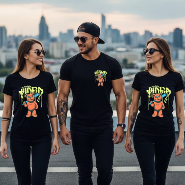 Camiseta Negra Unisex “Hustle Bear” – Streetwear Urbano en Algodón Premium 190g