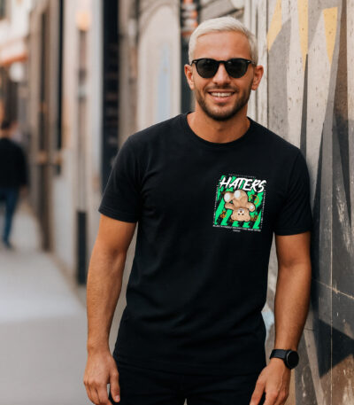 Camiseta Negra Unisex “I Am Cool” – Diseño divertido con oso rosa