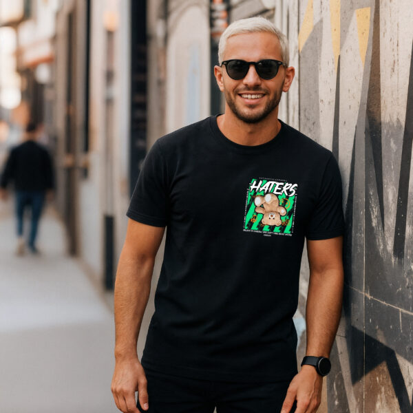 Camiseta Negra Unisex “I Am Cool” – Diseño divertido con oso rosa