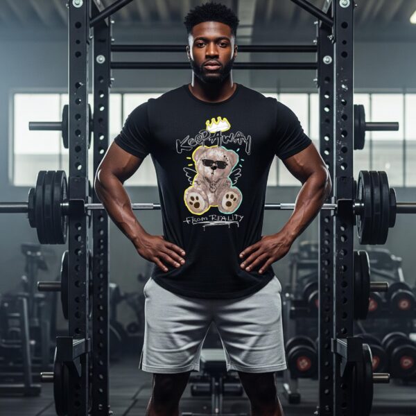 Camiseta Negra “Street Rider” – Diseño Oso Patinador Estilo Skate