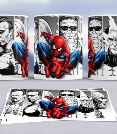 Taza Spider-Man Cómic – Taza de Spiderman y Villanos Marvel | Regalo Original Geek