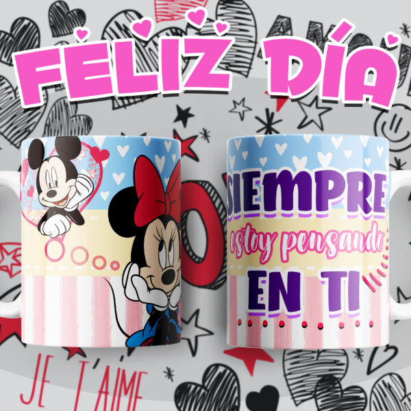 Taza Mickey y Minnie – Siempre Estoy Pensando en Ti – Regalo Romántico Disney