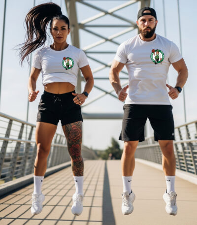 Camiseta Blanca “Urban Dunk Green” – Estilo Deportivo Unisex