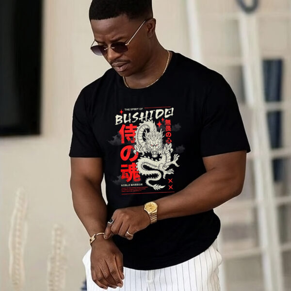 Camiseta Negra “Bushido Dragon” – Estilo Samurai & Streetwear