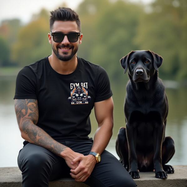 Camiseta Negra “Gym Rat” – Diseño Fitness con Pesas