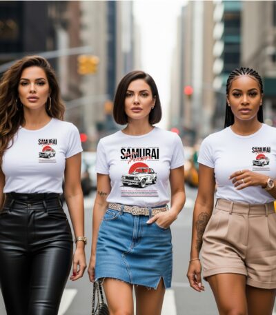 Camiseta Blanca Premium «Samurai Treasure» – Estilo Japonés con Toque Retro Automovilístico