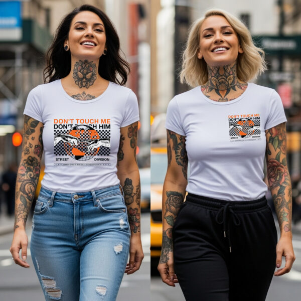 Camiseta Blanca Premium «Don’t Touch Me» – Streetwear Urbano con Estilo Gráfico