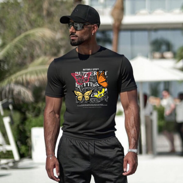 Camiseta Negra Premium Unisex "Butterfly Effect" – Diseño Colorido con Mariposas