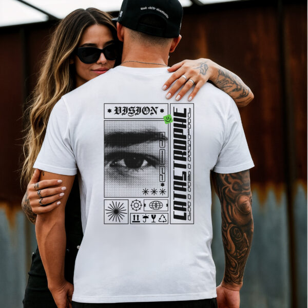 Camiseta Blanca Premium «Vision Catastrophic» – Diseño Minimalista y Urbano