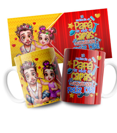 Taza “La paciencia de papá se mide en capas de maquillaje” – Regalo Divertido y Tierno para Papá