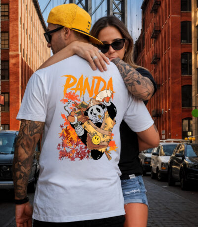 Camiseta Blanca Premium «Panda Samurai» – Estilo Urbano con Arte Asiático