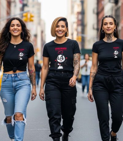 Camiseta Negra Premium «Love Panda» – Estilo Urbano con Toque Rebelde