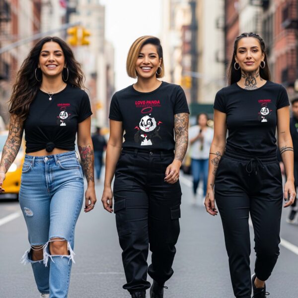 Camiseta Negra Premium «Love Panda» – Estilo Urbano con Toque Rebelde